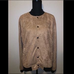 Brown Suede Bomber Jacket